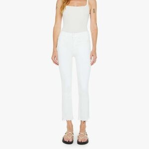 Mother Denim Insider Crop Step Fray White Jeans S26